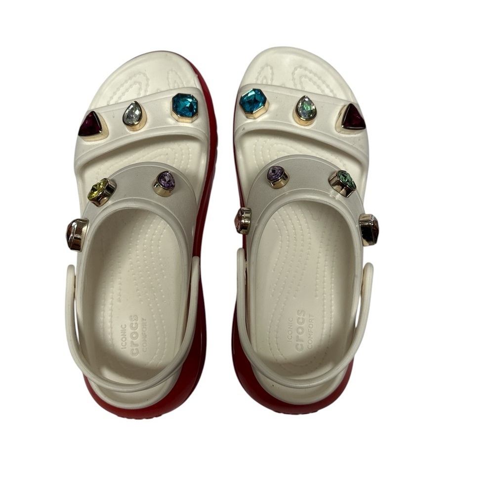 Crocs Classic Mega Crush Platform Sandals White Pink Purple Unisex Size W9 M7